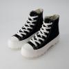 image:imageCUSHIONAIRE Womens Vespa high top Canvas Sneaker Memory Foam and Side ZipperBlackWhite Zip