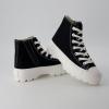 image:imageCUSHIONAIRE Womens Vespa high top Canvas Sneaker Memory Foam and Side ZipperBlackWhite Zip