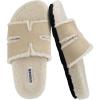 image:imageCUSHIONAIRE Cuddle Fur Slippers for Women Faux Shearling Slide Sandal Memory Foam Wide Widths AvailableSand