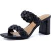 image:imageCUSHIONAIRE Irine Chunky Heels for Women Braided Block Heel Sandals with Square Toe and Memory FoamBlack