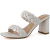 image:imageCUSHIONAIRE Irine Chunky Heels for Women Braided Block Heel Sandals with Square Toe and Memory FoamCream