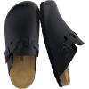 image:imageCUSHIONAIRE Kids Hana Cork footbed clog with Genuine Leather upper Faux Fur lining and ComfortBlack