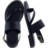 image:imageCUSHIONAIRE Leader Womens Strappy Sandal  Premium Faux Leather Toe Loop Flat with Adjustable Ankle Strap amp Cushioned FootbedBlack