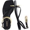 image:imageCUSHIONAIRE Secret Flat Sandals for Women with Gold Ankle Cuff and Toe Ring Strap Vegan Leather Dress SandalsBlack