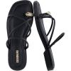 image:imageCUSHIONAIRE Venue Womens Strappy ToeLoop Slide Sandals with GoldTone Accent amp Memory Foam ComfortBlack