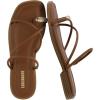 image:imageCUSHIONAIRE Venue Womens Strappy ToeLoop Slide Sandals with GoldTone Accent amp Memory Foam ComfortCognac