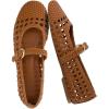 image:imageCUSHIONAIRE Windsor Woven Womens Flats with Adjustable Strap  Comfortable Mary Jane Ballet Flats for WomenCognac
