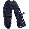 image:imageCUSHIONAIRE Windsor Woven Womens Flats with Adjustable Strap  Comfortable Mary Jane Ballet Flats for WomenNavy