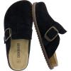 image:imageCUSHIONAIRE Womens Blain Genuine Suede SlipOn Clogs with  Memory Foam amp Chic Buckle Mule  Comfortable NonSlip Wide Widths AvailableBlack Suede
