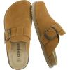 image:imageCUSHIONAIRE Womens Blain Genuine Suede SlipOn Clogs with  Memory Foam amp Chic Buckle Mule  Comfortable NonSlip Wide Widths AvailableChestnut Suede