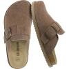 image:imageCUSHIONAIRE Womens Blain Genuine Suede SlipOn Clogs with  Memory Foam amp Chic Buckle Mule  Comfortable NonSlip Wide Widths AvailableTaupe Suede