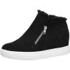 image:imageCUSHIONAIRE Womens Heaven Hidden Wedge Faux Shearling Sneaker Memory FoamBlack