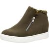 image:imageCUSHIONAIRE Womens Heaven Hidden Wedge Faux Shearling Sneaker Memory FoamOlive