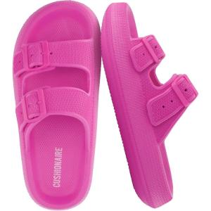 image:imageCUSHIONAIRE Fame Pillow Recovery Sandals for Women Adjustable Double Buckle Waterproof EVA Cloud Slides for WomenHot Pink