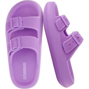 image:imageCUSHIONAIRE Fame Pillow Recovery Sandals for Women Adjustable Double Buckle Waterproof EVA Cloud Slides for WomenLavender