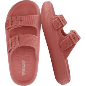 image:imageCUSHIONAIRE Fame Pillow Recovery Sandals for Women Adjustable Double Buckle Waterproof EVA Cloud Slides for WomenSalmon