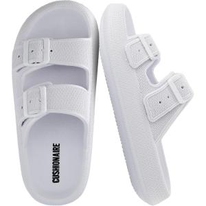 image:imageCUSHIONAIRE Fame Pillow Recovery Sandals for Women Adjustable Double Buckle Waterproof EVA Cloud Slides for WomenWhite