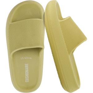 image:imageCUSHIONAIRE Feather EVA Slides for Women  Comfortable Slip On Womens Slippers Indoor Outdoor Shower Shoes Beach Essential Cloud SlidesYellow
