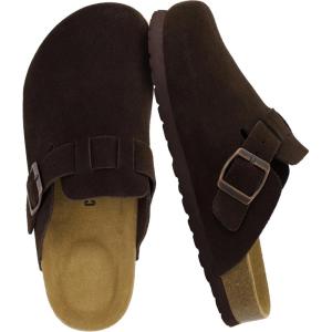 image:imageCUSHIONAIRE Hana  Genuine Leather Suede Classic Clog Womens Shoes  Slip On Mule Comfortable Shoes for WomenChocolate