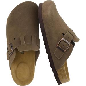 image:imageCUSHIONAIRE Hana  Genuine Leather Suede Classic Clog Womens Shoes  Slip On Mule Comfortable Shoes for WomenDark Taupe