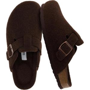 image:imageCUSHIONAIRE Hana Womens Clogs  Comfortable Vegan Suede Clogs for Women  Slip On Potato Shoes with Cork Footbed amp Arch Support  Memory Foam Wide Widths AvailableBrown Wool