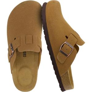 image:imageCUSHIONAIRE Hana Womens Clogs  Comfortable Vegan Suede Clogs for Women  Slip On Potato Shoes with Cork Footbed amp Arch Support  Memory Foam Wide Widths AvailableTan Vegan Suede