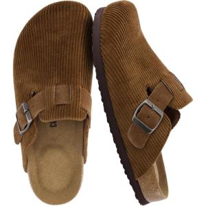 image:imageCUSHIONAIRE Hana Womens Clogs  Comfortable Vegan Suede Clogs for Women  Slip On Potato Shoes with Cork Footbed amp Arch Support  Memory Foam Wide Widths AvailableTan Corduroy