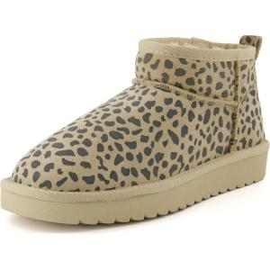 image:imageCUSHIONAIRE Hip3 Genuine Suede Leather Ankle Boots for Women  Pull On Cozy Faux Fur Boots Womens Shoes with Comfortable Memory FoamTan Spotted Genuine Suede