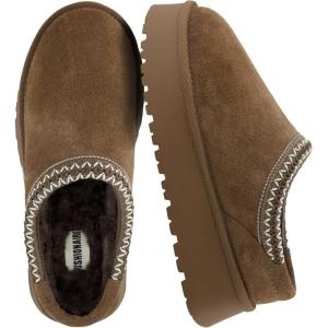 image:imageCUSHIONAIRE Kabuki Platform Boots Genuine Suede Fuzzy Mule Slippers for Women with Memory Foam  IndoorOutdoor Womens Slippers  Wide Widths AvailableBrown