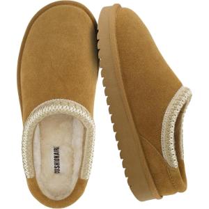 image:imageCUSHIONAIRE Keto Genuine Suede Leather Kids Slippers for Boys and Girls  Cozy SlipOn Mule House Shoes with Faux Fur Lining Cushioned Memory Foam ComfortChestnutnatural