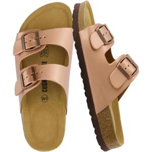 image:imageCUSHIONAIRE Lane Cork Footbed Sandals for Women  Comfortable Double Buckle SlipOn with Genuine Suede Footbed amp Arch Support Slides for Women FootwearGold Rose