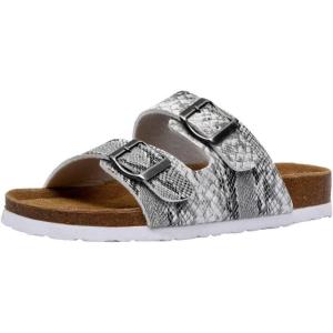 image:imageCUSHIONAIRE Lane Cork Footbed Sandals for Women  Comfortable Double Buckle SlipOn with Genuine Suede Footbed amp Arch Support Slides for Women FootwearWhite Snake