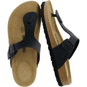 image:imageCUSHIONAIRE Leah Thong Womens Sandals  Cork Footbed Flip Flops for Women with Memory Foam and Adjustable Buckle StrapBlack Nappa