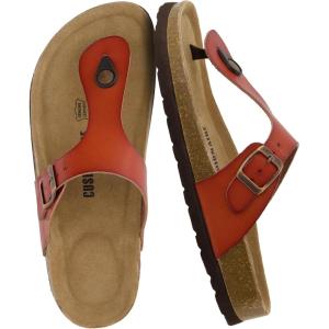 image:imageCUSHIONAIRE Leah Thong Womens Sandals  Cork Footbed Flip Flops for Women with Memory Foam and Adjustable Buckle StrapWhiskey