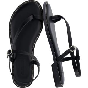 image:imageCUSHIONAIRE Life Strappy Flat Thong Sandals for Women with Toe Loop Memory Foam and Adjustable Ankle Strap Womens SandalsBlack