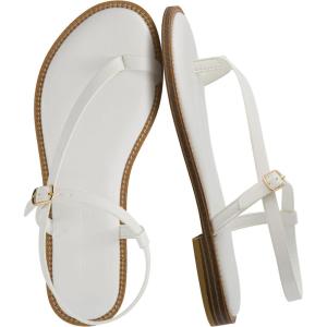 image:imageCUSHIONAIRE Life Strappy Flat Thong Sandals for Women with Toe Loop Memory Foam and Adjustable Ankle Strap Womens SandalsWhite