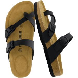 image:imageCUSHIONAIRE Luna Sandals for Women Cork Footbed Womens Sandals for Summer Comfort with Adjustable Straps Wide Width AvailableBlack