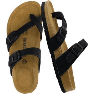 image:imageCUSHIONAIRE Luna Sandals for Women Cork Footbed Womens Sandals for Summer Comfort with Adjustable Straps Wide Width AvailableBlack Vegan Suede