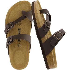 image:imageCUSHIONAIRE Luna Sandals for Women Cork Footbed Womens Sandals for Summer Comfort with Adjustable Straps Wide Width AvailableBrown Nappa