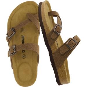 image:imageCUSHIONAIRE Luna Sandals for Women Cork Footbed Womens Sandals for Summer Comfort with Adjustable Straps Wide Width AvailableBrown Vegan Suede