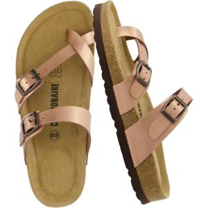 image:imageCUSHIONAIRE Luna Sandals for Women Cork Footbed Womens Sandals for Summer Comfort with Adjustable Straps Wide Width AvailableGold Rose