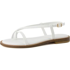 image:imageCUSHIONAIRE Luxor Sandals for Women Strappy Flat Thong Womens Sandals with Adjustable Ankle Strap and Memory FoamWhite