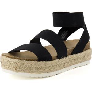 image:imageCUSHIONAIRE Mandy Wedge Sandals for Women  Strappy Platform Sandals with Arch Support Cute Summer EspadrilleStyle Platform Dressy SlipOnBlack
