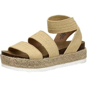 image:imageCUSHIONAIRE Mandy Wedge Sandals for Women  Strappy Platform Sandals with Arch Support Cute Summer EspadrilleStyle Platform Dressy SlipOnRaffia