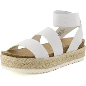 image:imageCUSHIONAIRE Mandy Wedge Sandals for Women  Strappy Platform Sandals with Arch Support Cute Summer EspadrilleStyle Platform Dressy SlipOnWhite