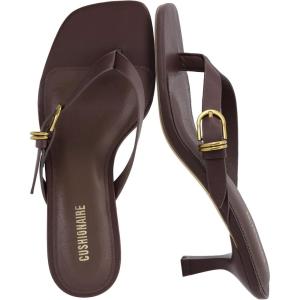 image:imageCUSHIONAIRE Marlin Low Kitten Heels for Women Thong Style Dressy Heeled Womens Sandals with Adjustable Buckle ClosureChocolate