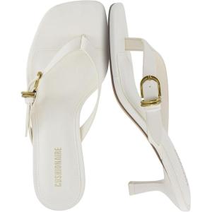 image:imageCUSHIONAIRE Marlin Low Kitten Heels for Women Thong Style Dressy Heeled Womens Sandals with Adjustable Buckle ClosureIvory
