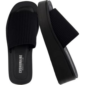 image:imageCUSHIONAIRE Pim Wedge Chunky Platform Womens Sandals with Firm Knit Upper amp Memory Foam Summer Sandals for WomenBlack Weave
