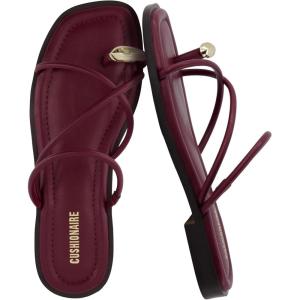 image:imageCUSHIONAIRE Venue Womens Strappy ToeLoop Slide Sandals with GoldTone Accent amp Memory Foam ComfortBurgundy