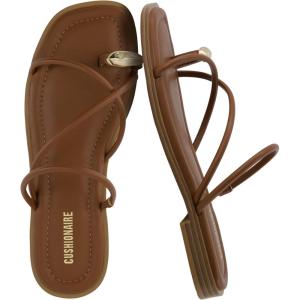 image:imageCUSHIONAIRE Venue Womens Strappy ToeLoop Slide Sandals with GoldTone Accent amp Memory Foam ComfortCognac